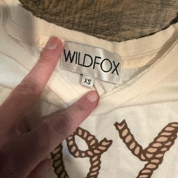 Wildfox Cream Tee with Brown Rope Script - Picture 2 of 2